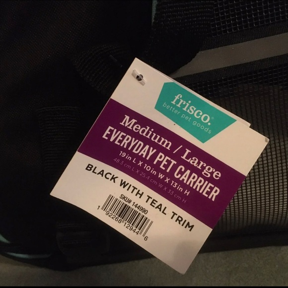 Frisco Basic Pet Carrier Bag Black with Turquoise Trim Black Sz. Med-Lg - Picture 7 of 9